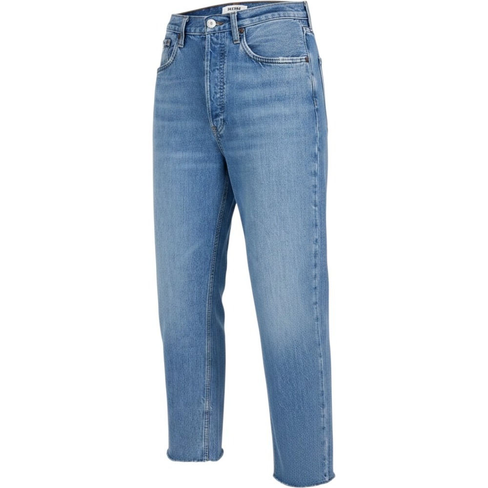 RE/DONE 70s Ultra High Rise Stove Pipe Jeans Worn Blue Size 28 Button Fly